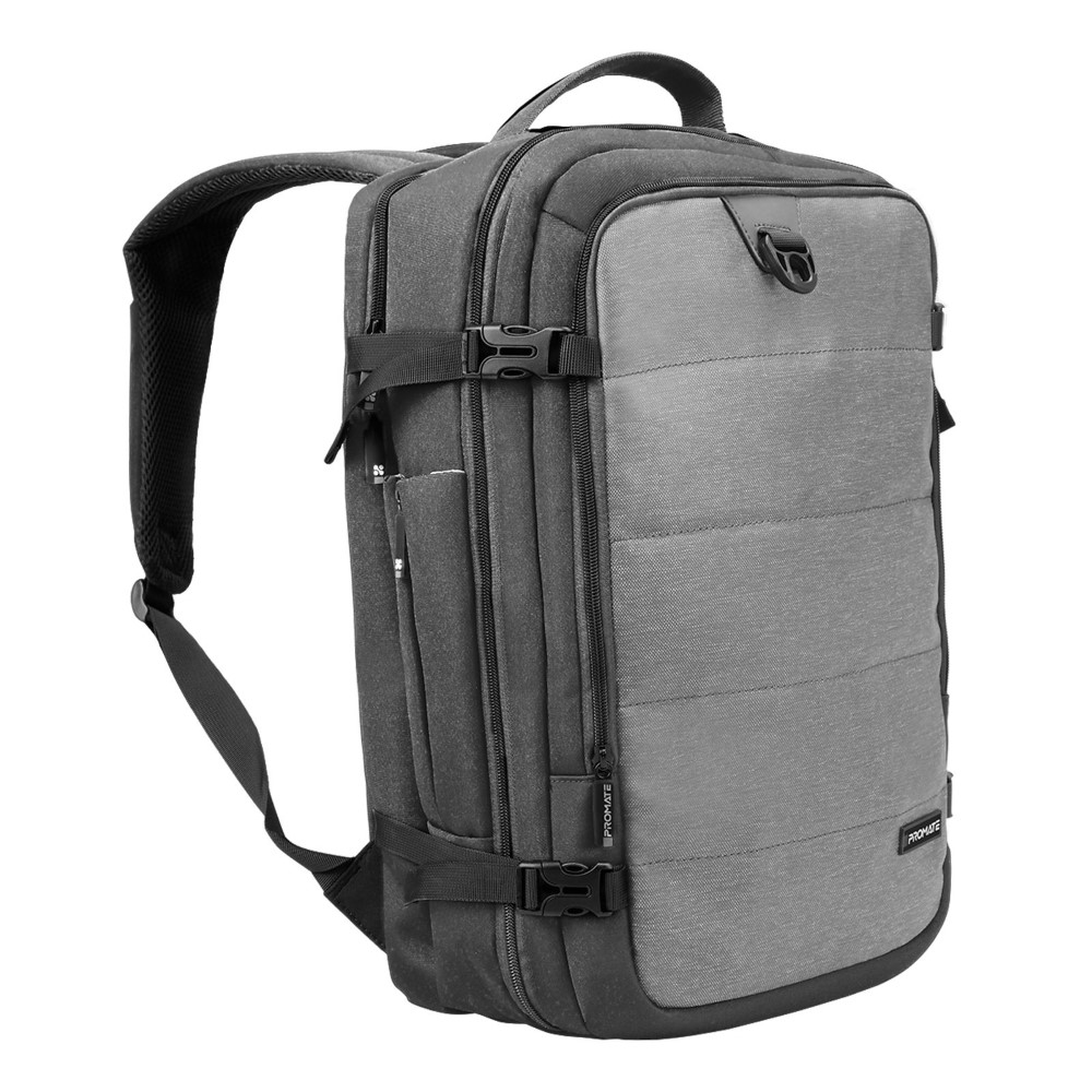 Promate Full Featured Travel Carry On Backpack Grey