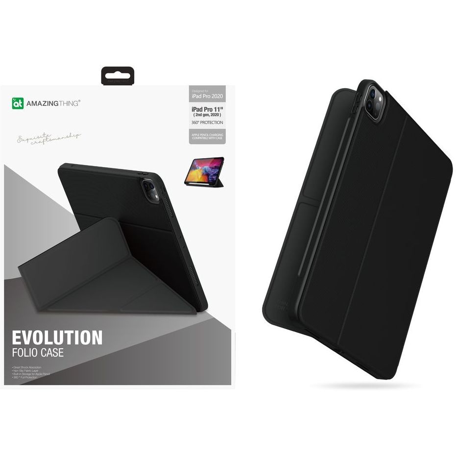 At Evolution Folio Case for Apple iPad Pro 11'' 2020 with Pencil Holder Black