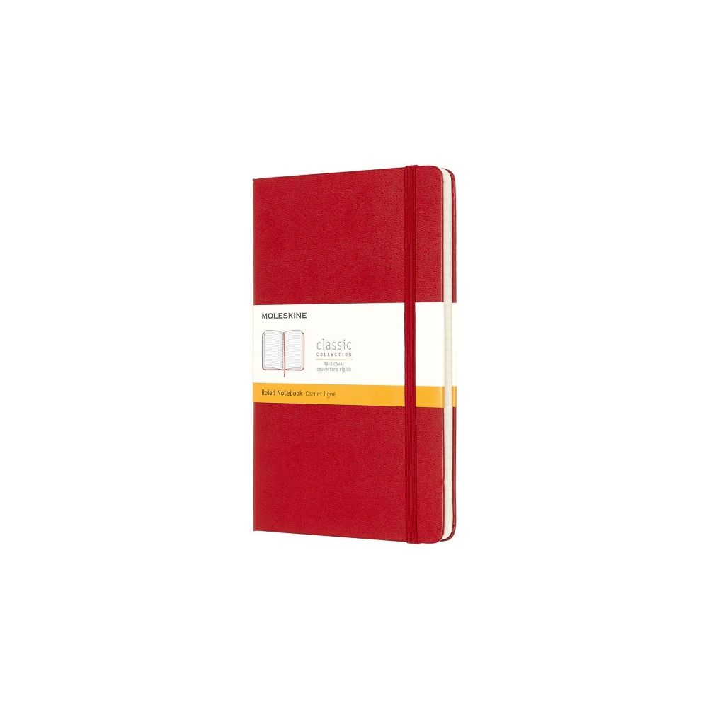 دفتر كبير الحجم مسطَّر باللون الأحمر وغلاف مقوى من موليسكن