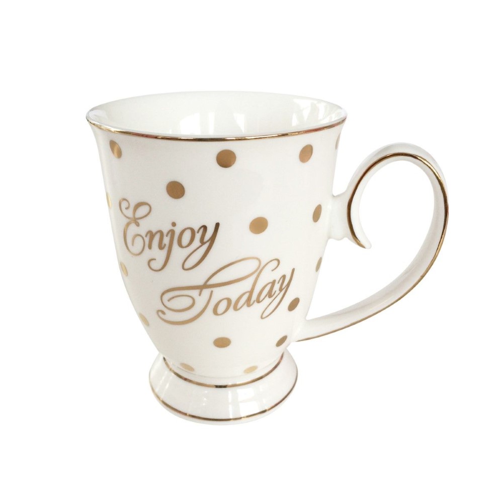 Enjoy Today Mug with Spots Gold