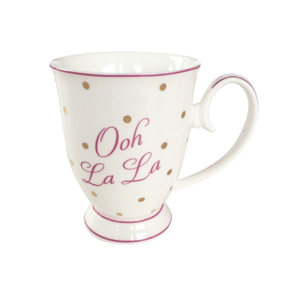 Ooh La La Mug With Dots Gold And Fuchsia