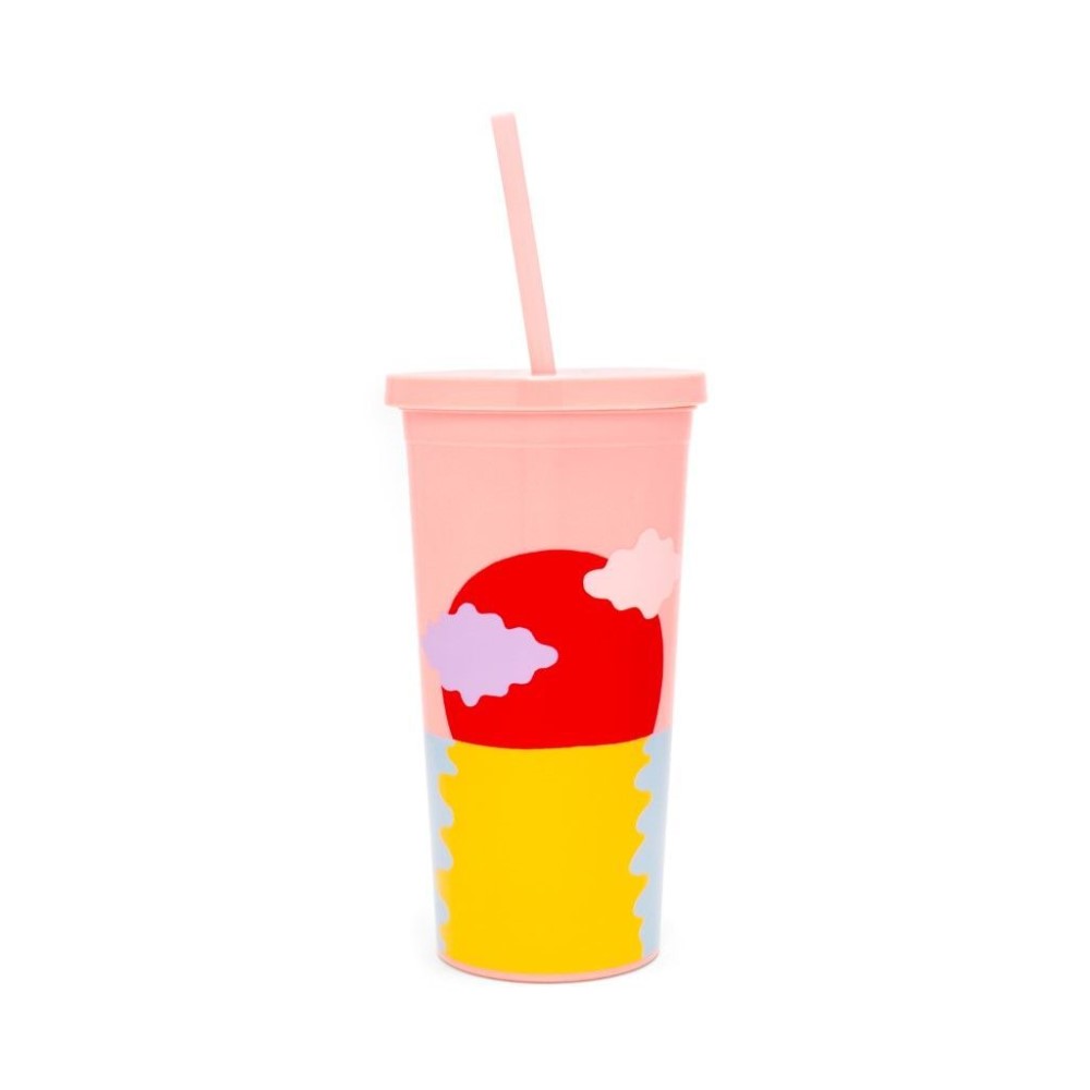 Bando Sip Sip Tumbler With Straw Happy Hour Red/Yellow 20Oz