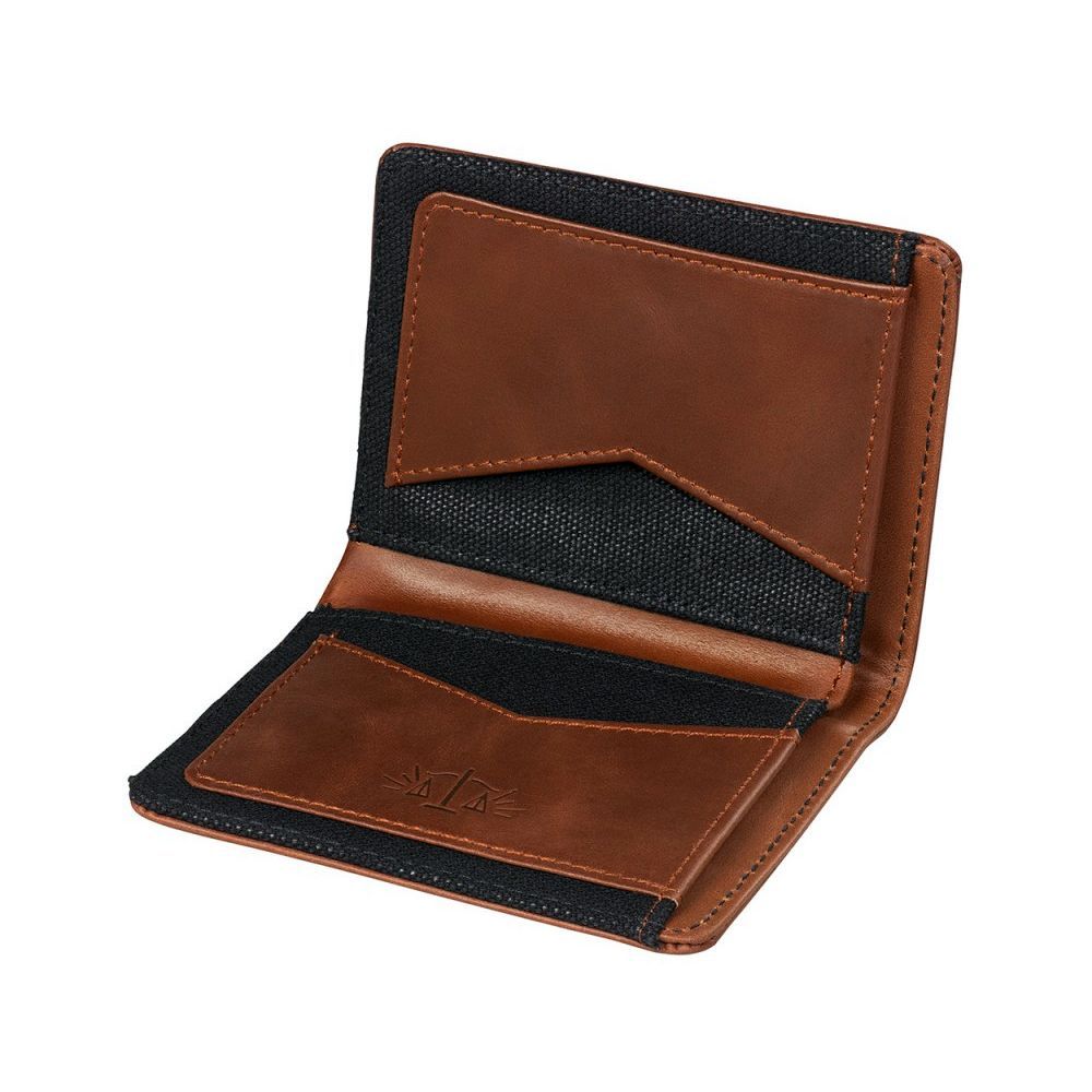 Tan Leather Wallet With Black Canvas