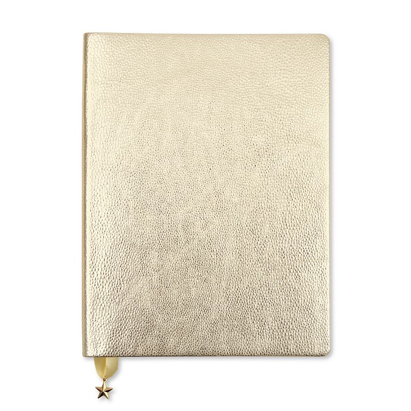 دفتر مذكرات أُول ذات جليترز من جو ستيشنري بلون ذهبي معدني فاتح