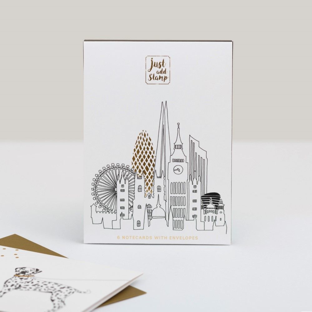 مجموعة بطاقات ملاحظات جست آد ستامب 6 قطع، تصميم لندن