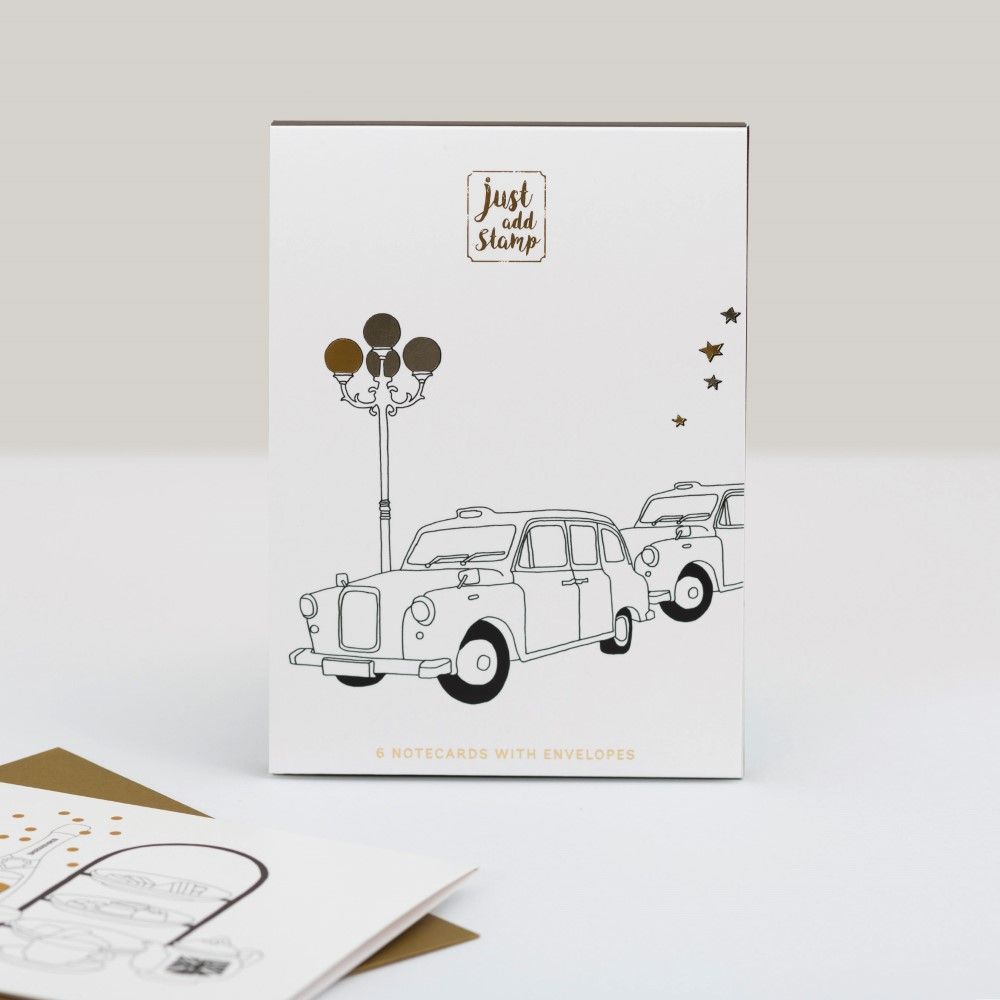 Just Add Stamp Notecards Set Of 6 Taxi
