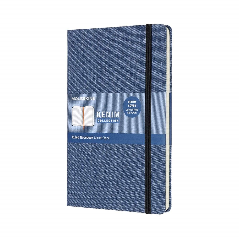 دفتر ملاحظات مولسكن 8058647626246 إصدار محدود حجم كبير غلاف خارجي صلب من قماش الجينز باللون الأزرق انتويرب