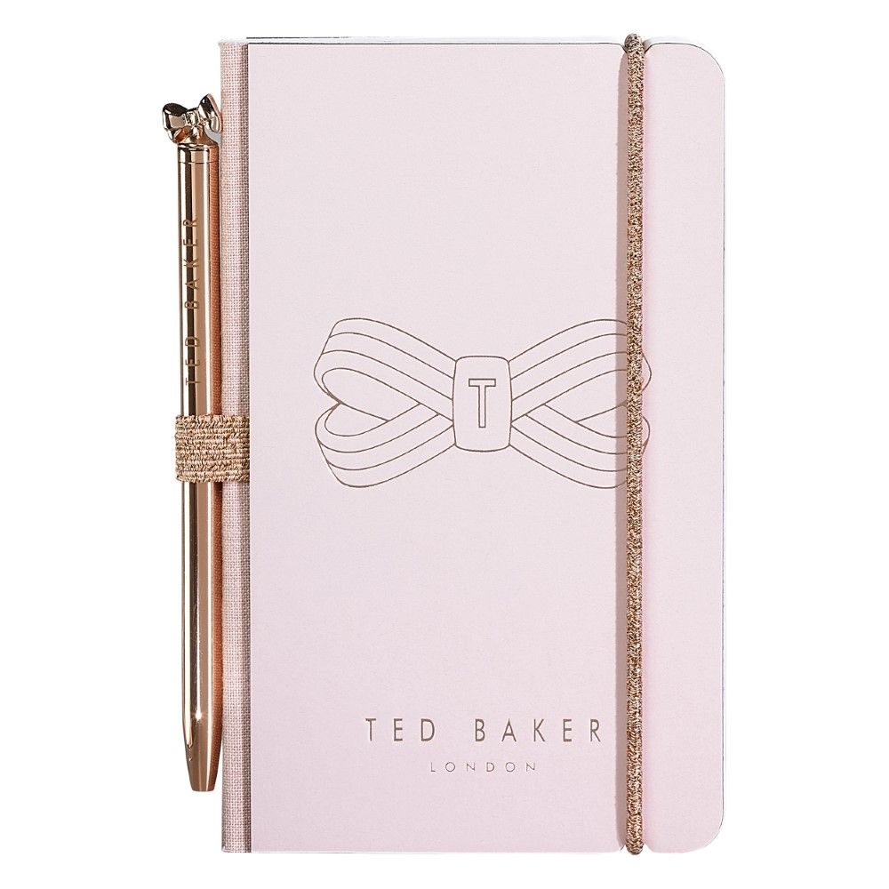 دفتر تيد بيكر الصغير المزود بقلم له ربطة فراشة وردية