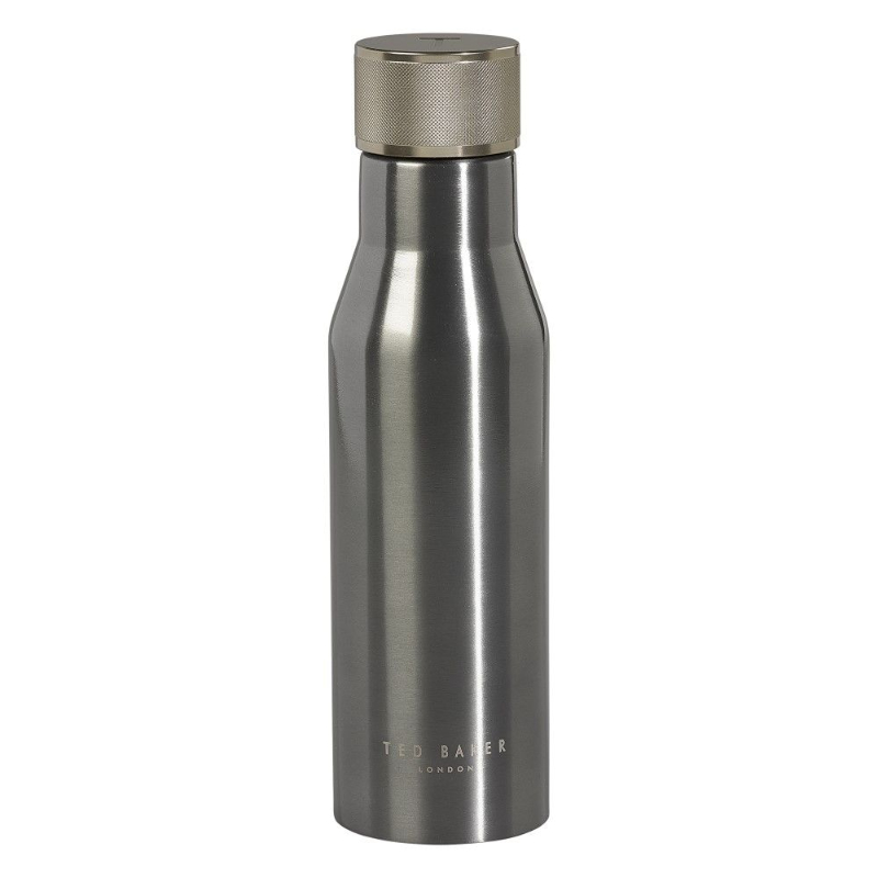زجاجة مياه بغطاء مخرش بلون فضي داكن من تيد بيكر
