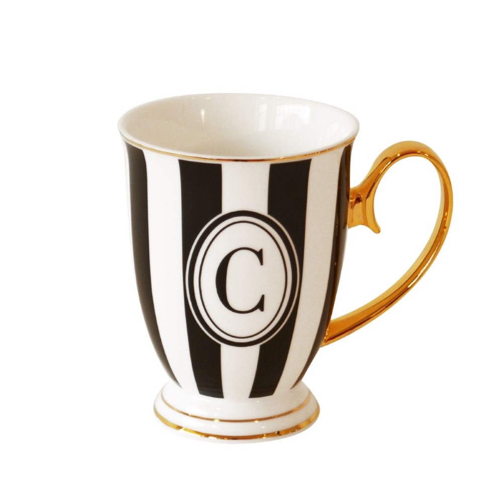 Bombay Duck Alphabet Stripy Letter C Black/White Mug