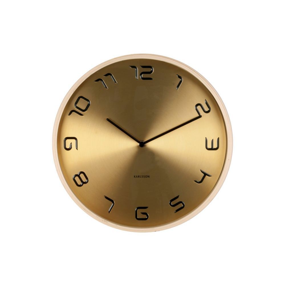 Wall Clock Bent Wood Gold Plated