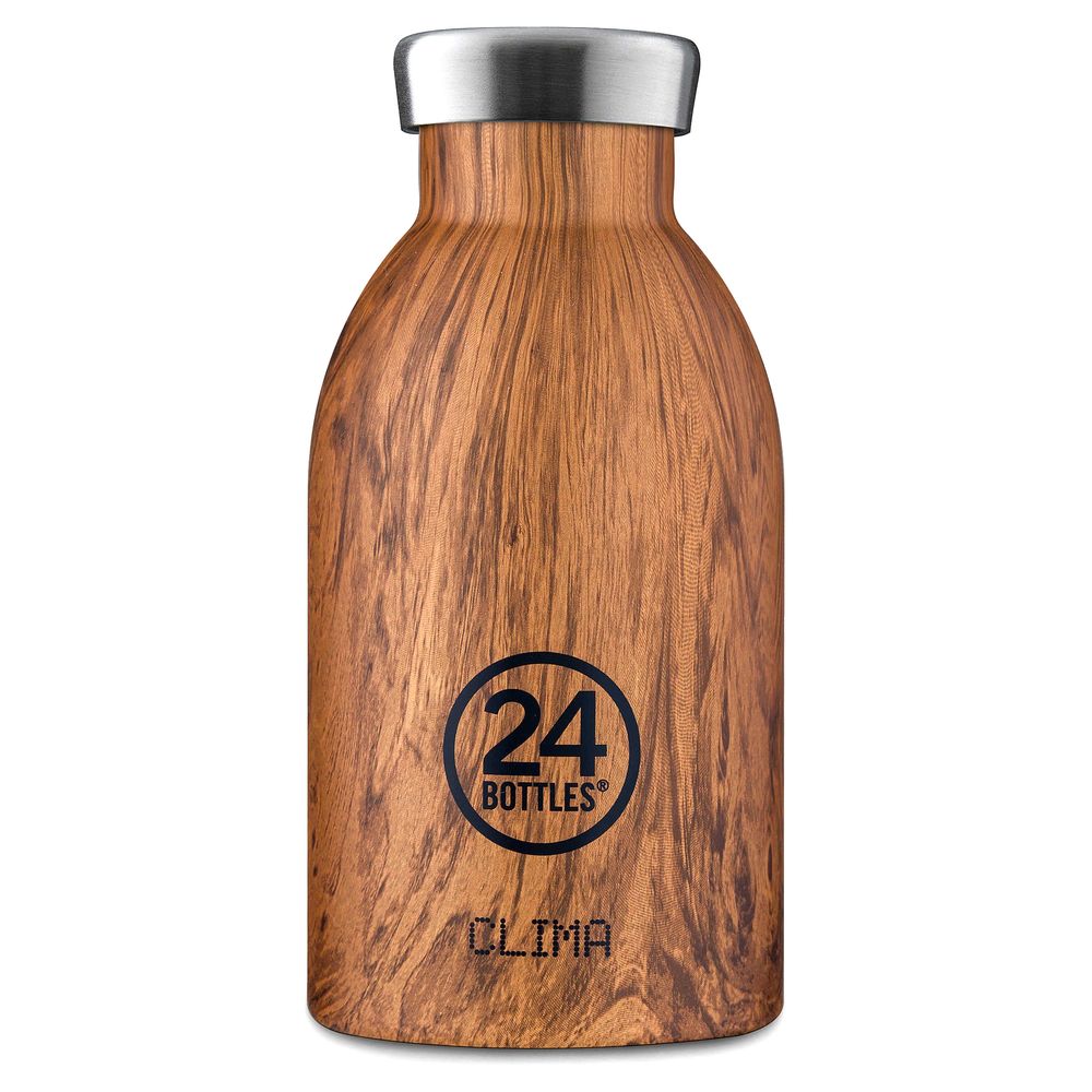 24 Bottles Clima 330Ml Stainless Steel Vacuum Insulated Double Wall Sequoia Wood