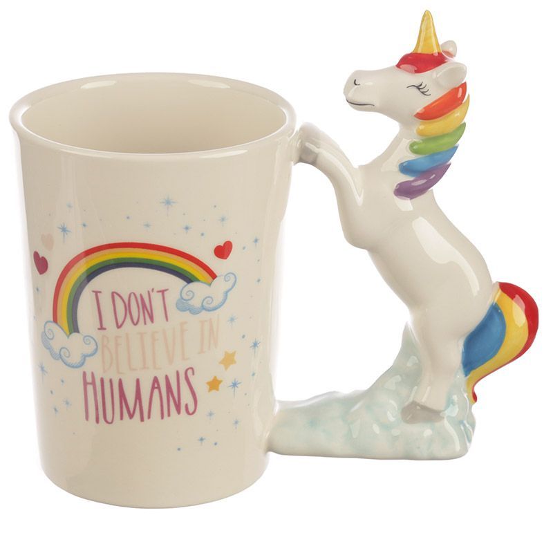 Fun Unicorn Slogan Shaped Handle Ceramic Mug