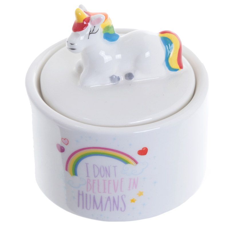 Novelty Ceramic Rainbow Unicorn Jewellery Box