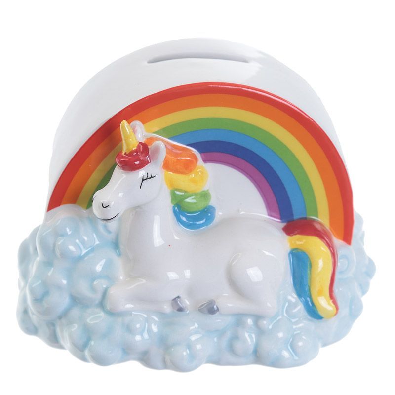 Novelty Ceramic Rainbow Unicorn Money Box