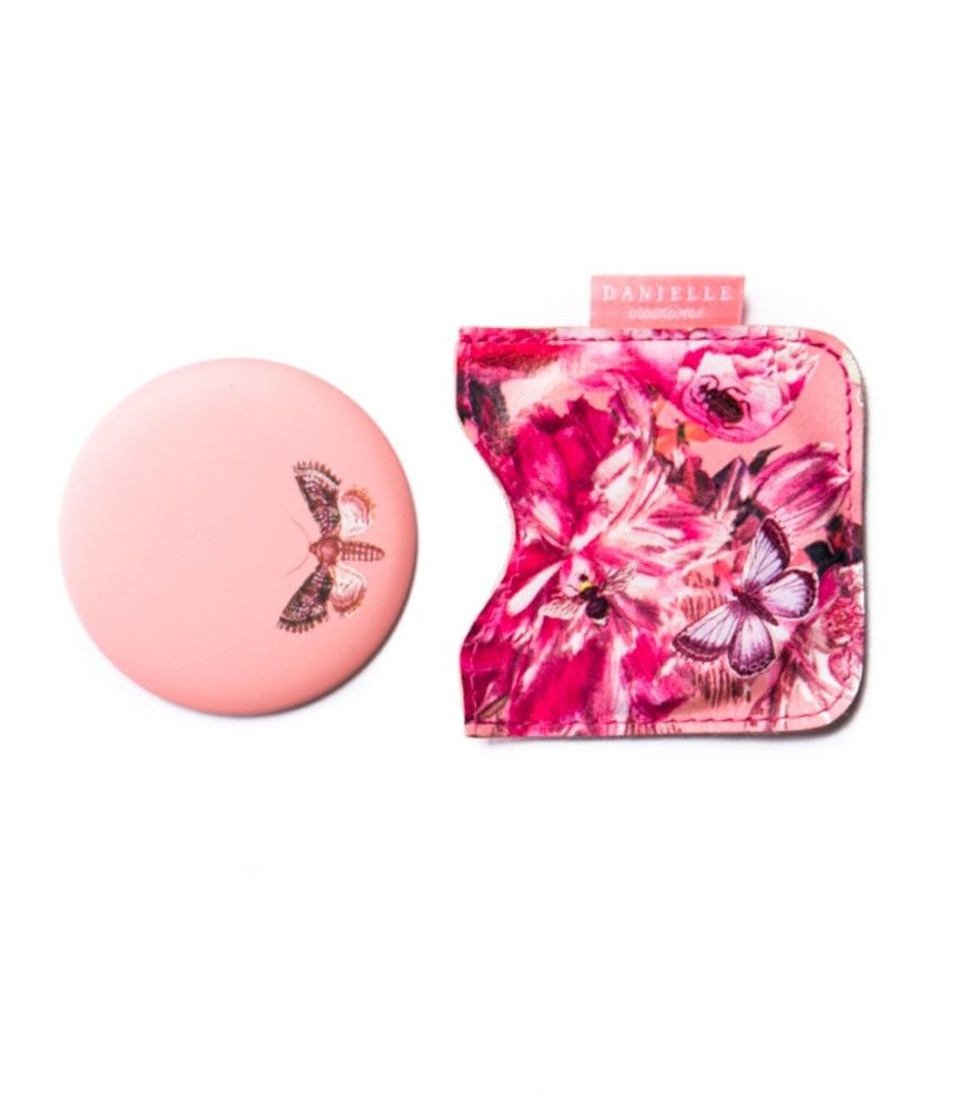 Botanical Floral Compact Mirror in A Pouch in C