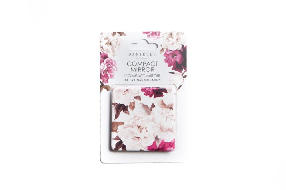 Vintage Floral Square Compact White
