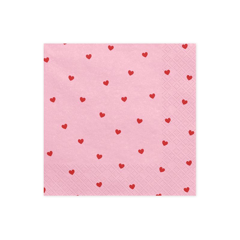 مناديل ورقية على شكل قلب، لون وردي فاتح، 33 × 33 سم، عبوة واحدة، 20 قطعة