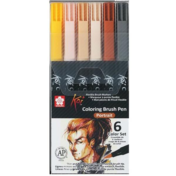قلم فرشاة تلوين كوي 6 ألوان بورتريت
