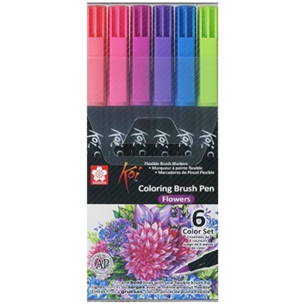 Koi Coloring Brush Pen 6 Color Flowers
