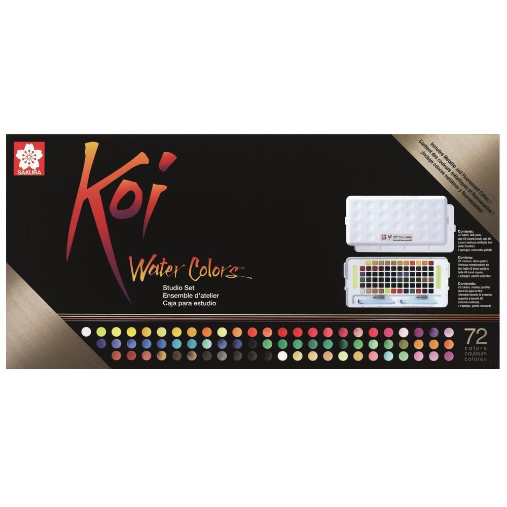 Koi Water Colors Studio Set 72 Color Set with 2 Waterbrushes