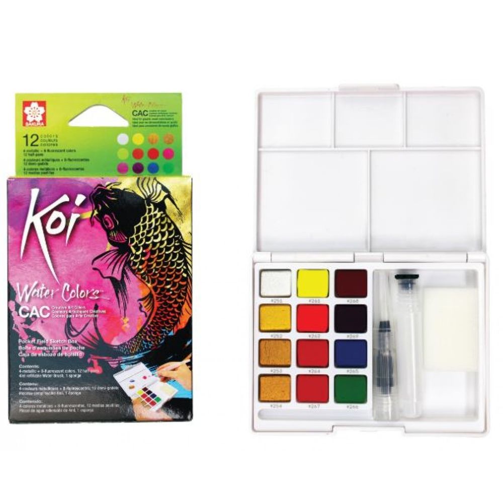 Koi Water Colors Sketch Box Creative Art Colors 4 Metallic 12 Pear L 8 Fluo.Colors
