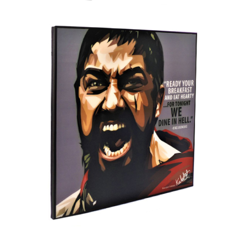 Famous Pop Art King Leonidas 25cm x 25cm Plywood and Laminate Wall Frame