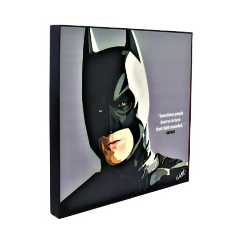 Famous Pop Art Batman Ver1 25cm x 25cm Plywood and Laminate Wall Frame