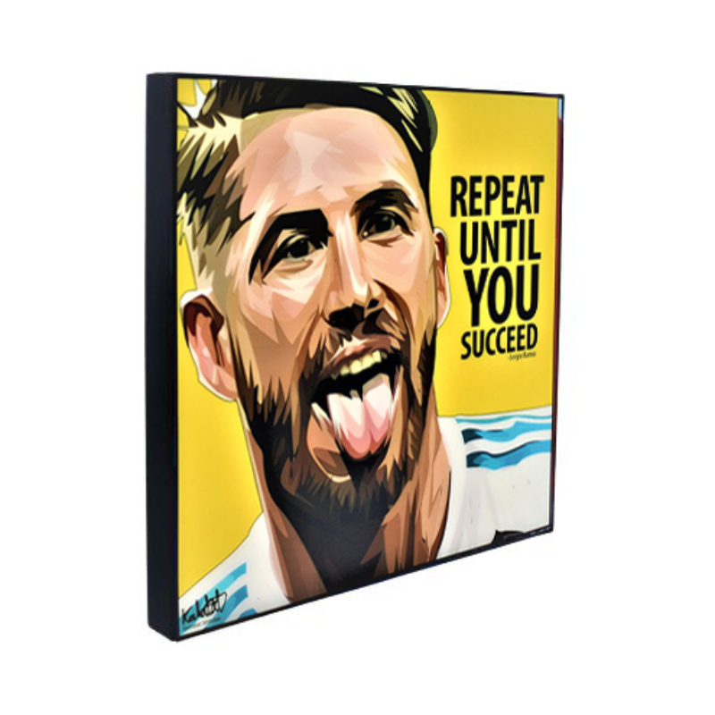 Famous Pop Art Sergio Ramos 25cm x 25cm Plywood and Laminate Wall Frame