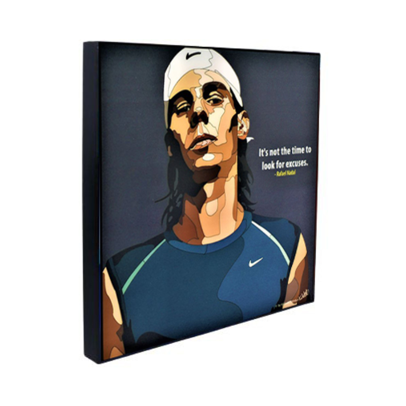 Famous Pop Art Rafael Nadal 25cm x 25cm Plywood and Laminate Wall Frame