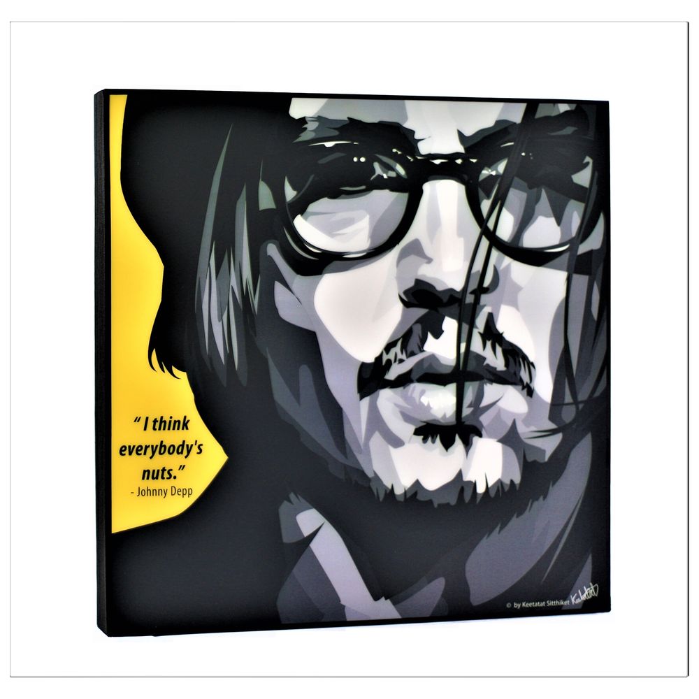 Famous Pop Art Johnny Depp 25cm x 25cm Plywood and Laminate Wall Frame
