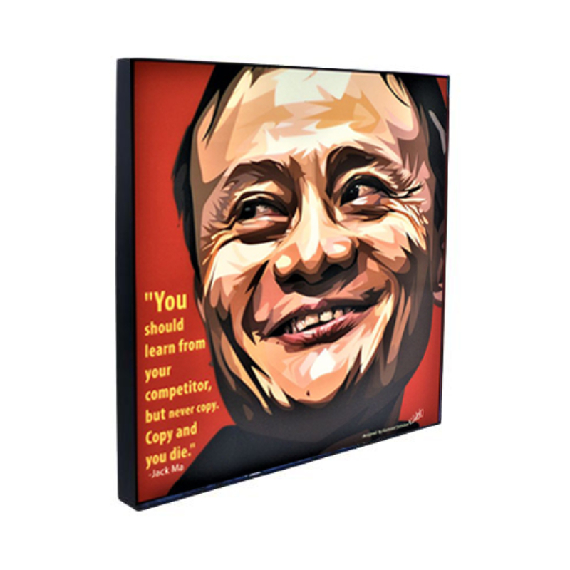 Famous Pop Art Jack Ma 25cm x 25cm Plywood and Laminate Wall Frame
