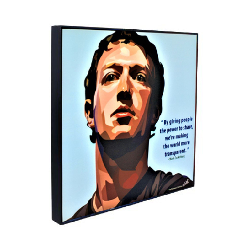 Famous Pop Art Mark Zuckerberg Ver1 25cm x 25cm Plywood and Laminate Wall Frame