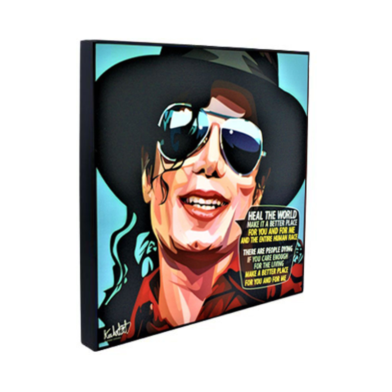 Famous Pop Art Michael Jackson Ver3 25cm x 25cm Plywood and Laminate Wall Frame