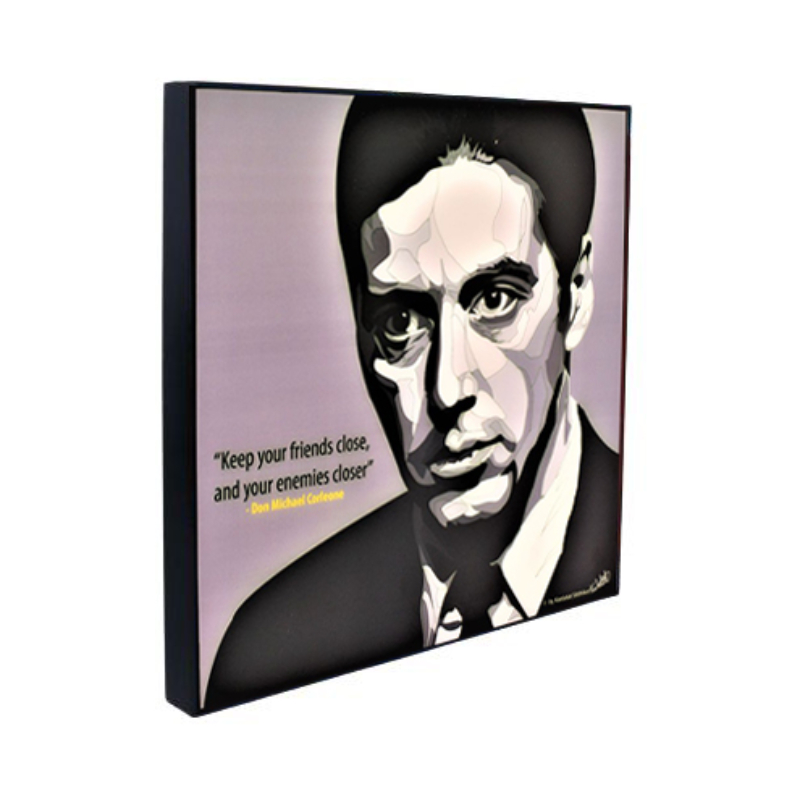 Famous Pop Art Don Michael Corleone 25cm x 25cm Plywood and Laminate Wall Frame