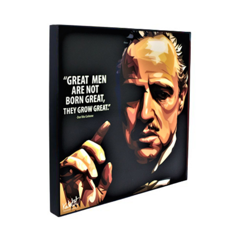 Famous Pop Art Don Vito Corleone 25cm x 25cm Plywood and Laminate Wall Frame