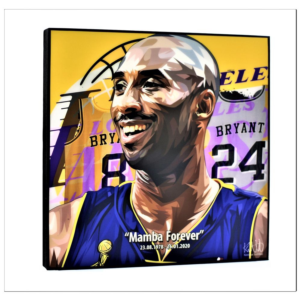 Famous Pop Art Kobe Bryant Ver3 25Cm X 25Cm Plywood And Laminate Wall Frame