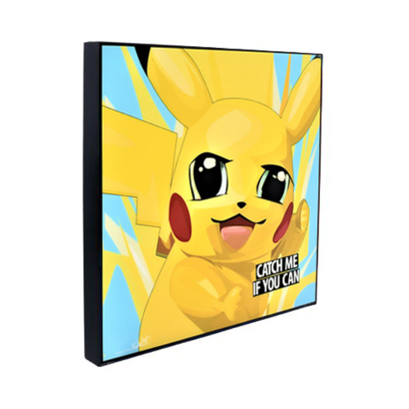 Famous Pop Art Pikachu 25cm x 25cm Plywood and Laminate Wall Frame