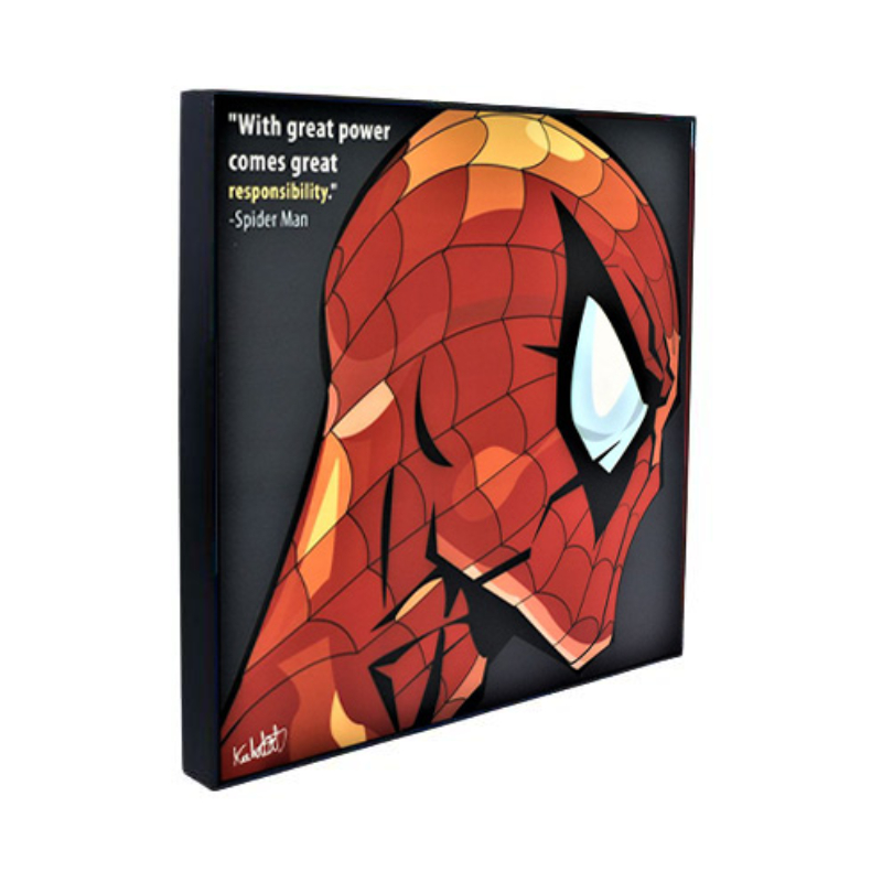 Famous Pop Art Spiderman Ver1 25cm x 25cm Plywood and Laminate Wall Frame