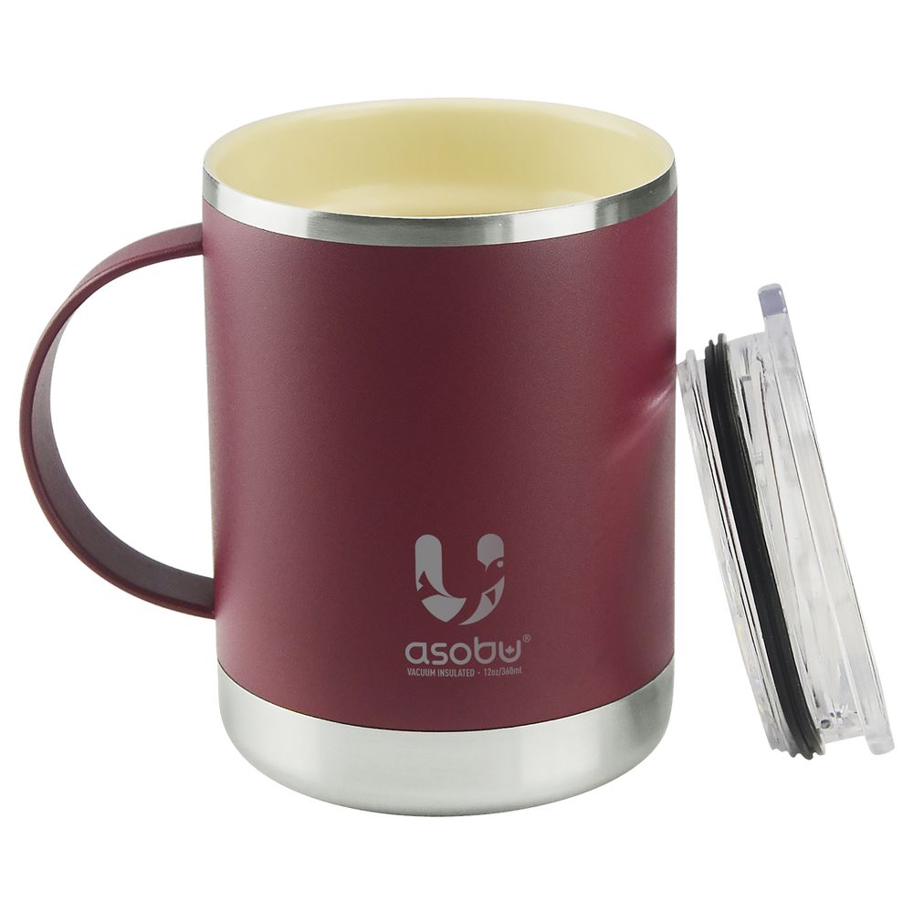 Asobu Ultimate Mug Vacuum Insulated Coffee Mug Burgundy 360 ml