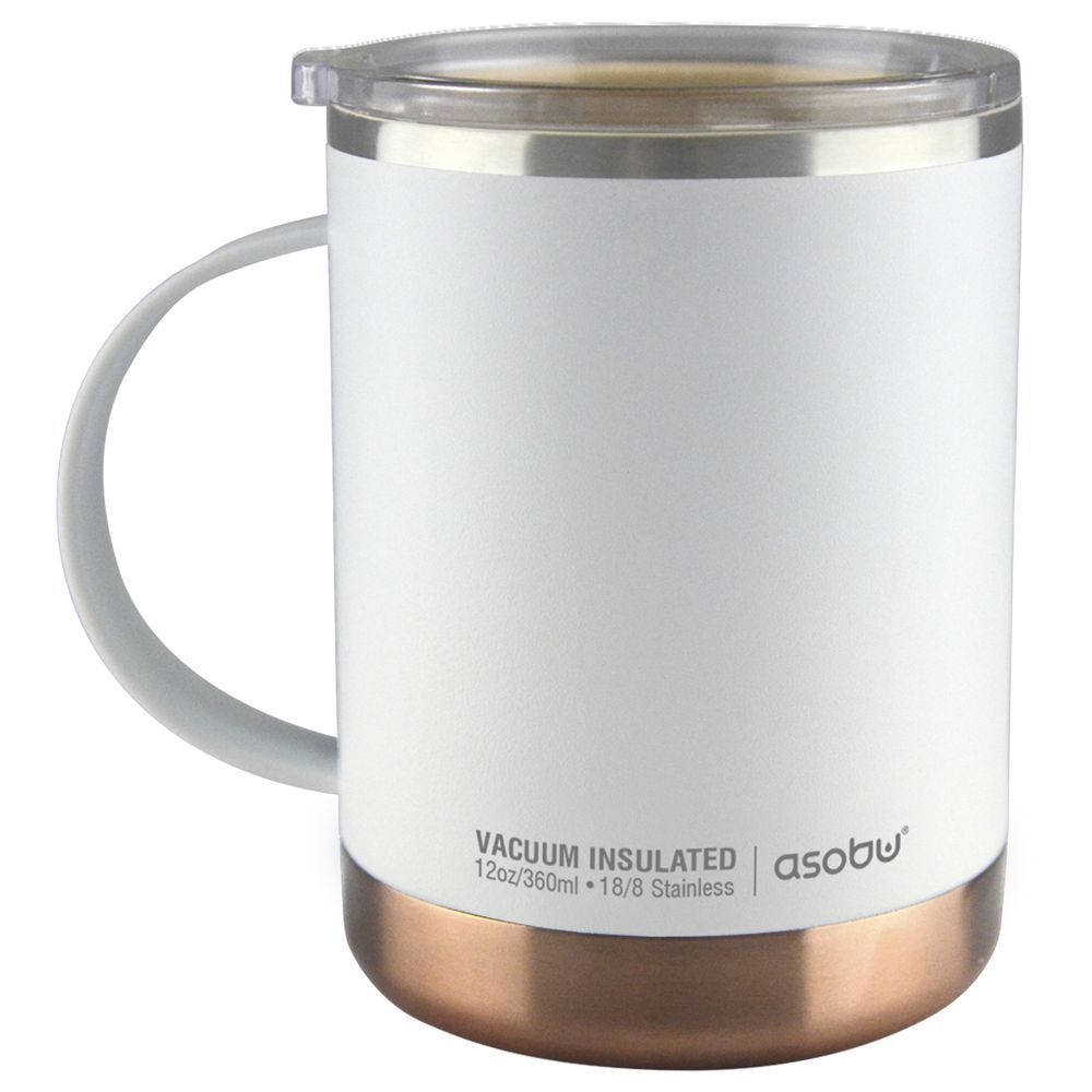 Asobu Ultimate Mug Vacuum Insulated Coffee Mug White Copper 360 ml