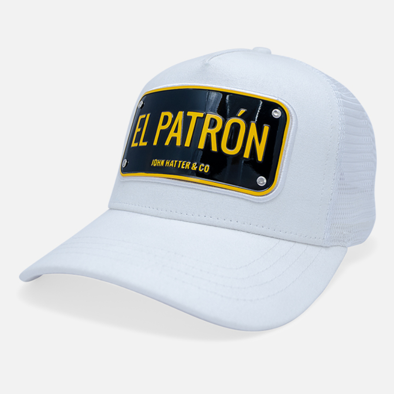 قبعة إل باترون ملصق أبيض
