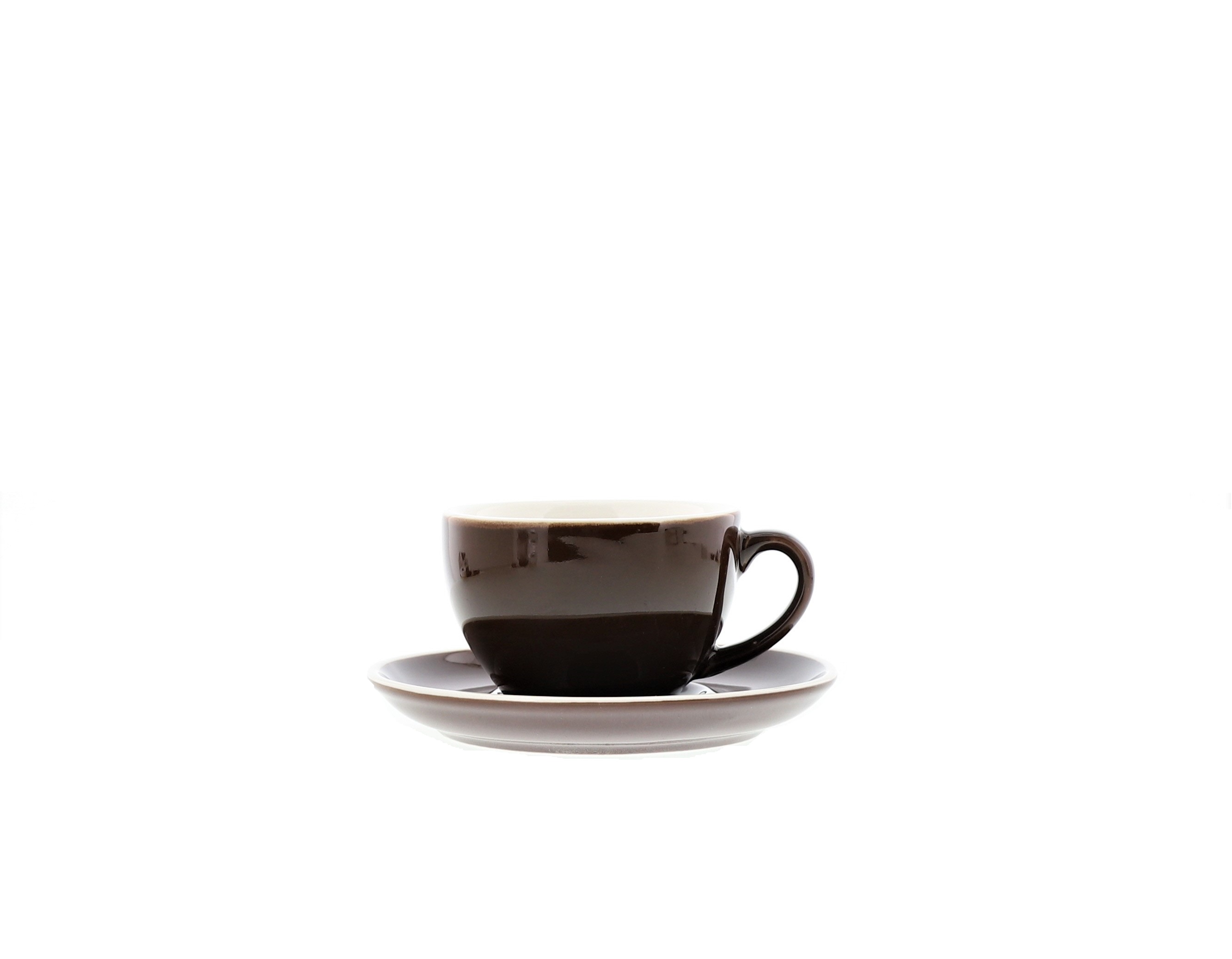 La Barista Ceramic Coffee Cup (Shiny Brouwn ) 220Ml White Frame Lb- 838