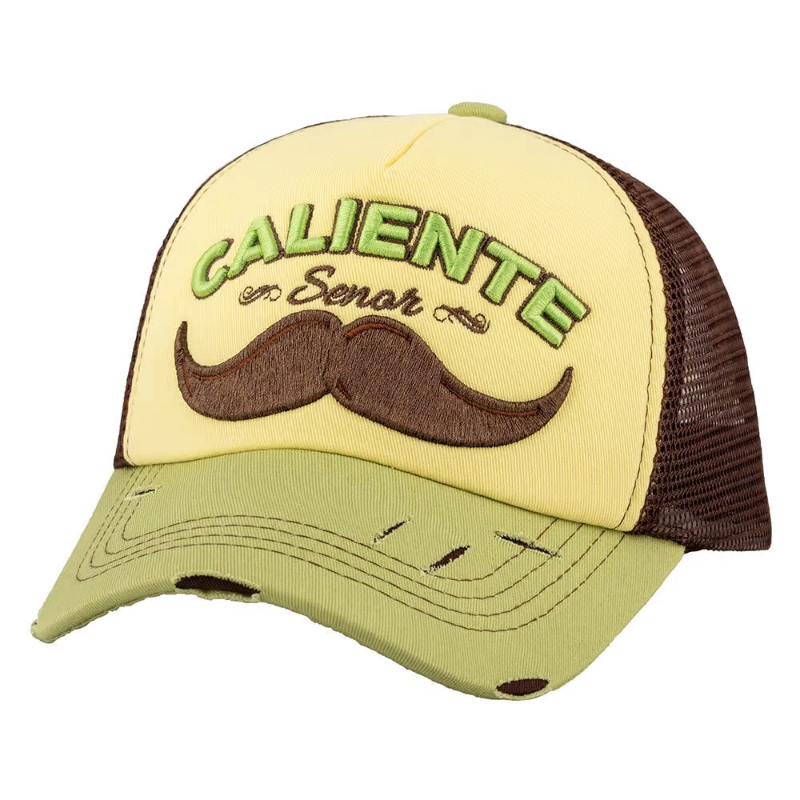 Caliente Cap Mustache Green Yellow Brown
