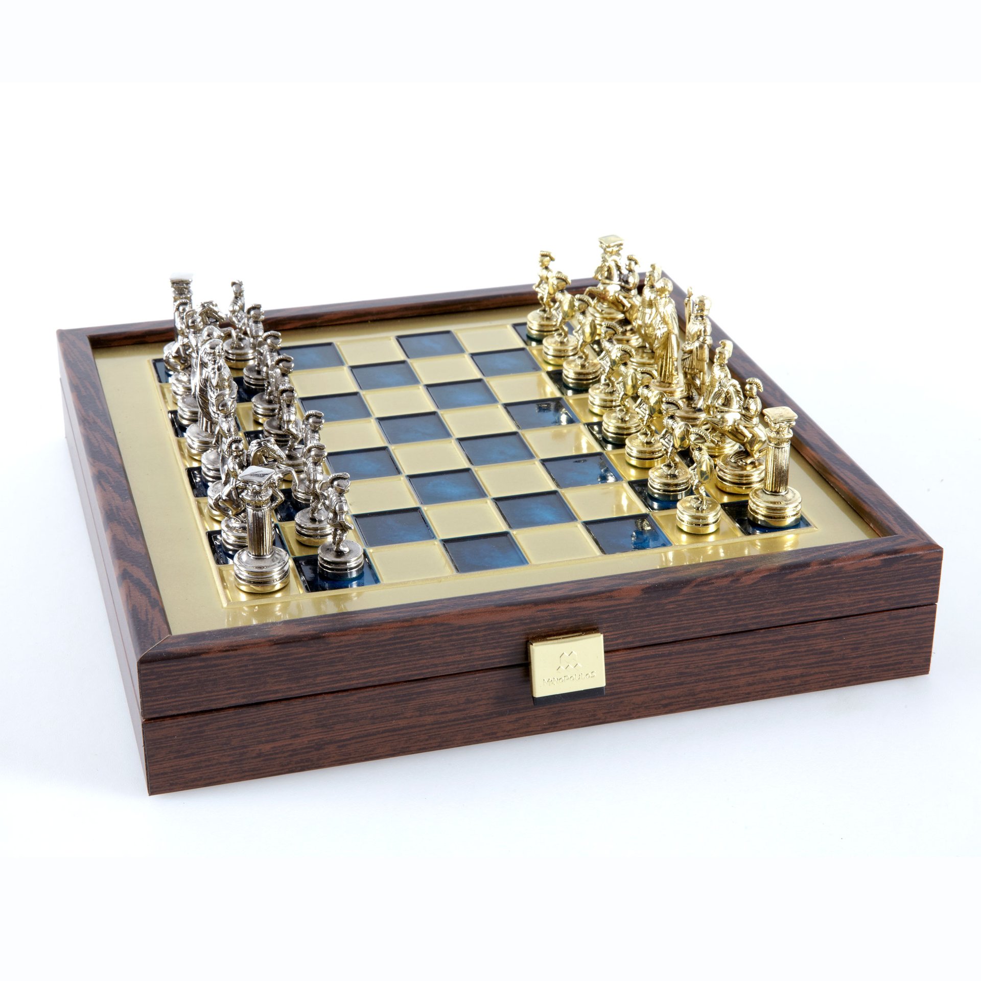Chess Set - Greek Roman Period - Gold -Silver Chessmen - Green Chessboard