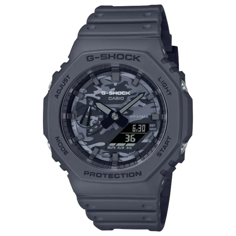 Casio G-Shock Ga-2100Ca-8A Blue Grey Camouflage Analog Digital Men'S Sport Watch