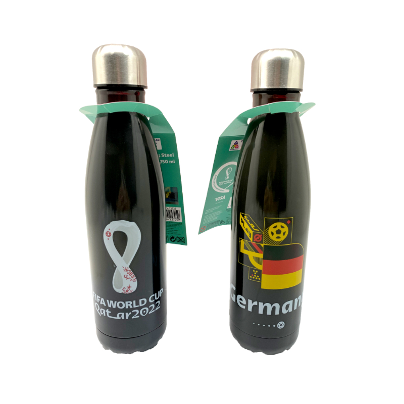 زجاجة مياه ثيرموس بسعة 750 مل بتصميم علم دولة المانيا من فيفا 22