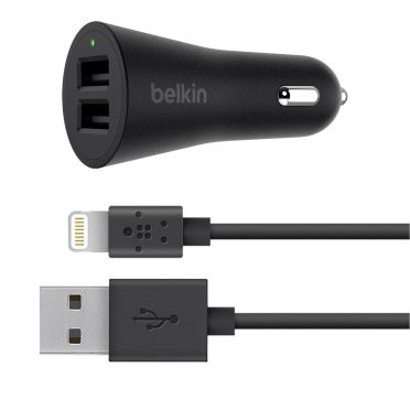 Belkin Dual USB 4.8A Car Charger with 1.8M Lightning Cable Black