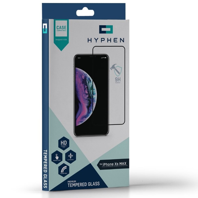 Hyphen Full Coverage Tempered Glass Black for Apple iPhone XS Max