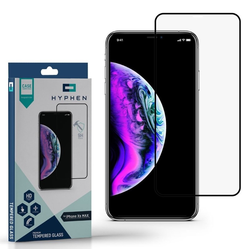 Hyphen Full Coverage Tempered Glass Black for Apple iPhone XS Max